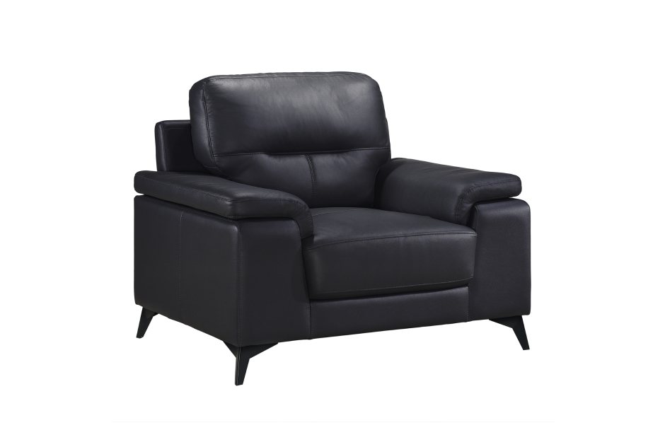 Mischa 3 Piece Sofa, Loveseat and Chair Set (Black Leather) - image 6