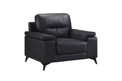 Mischa 3 Piece Sofa, Loveseat and Chair Set (Black Leather) 6