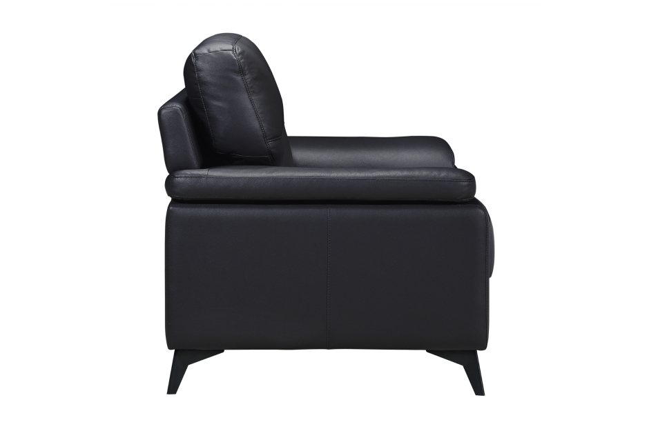 Mischa 3 Piece Sofa, Loveseat and Chair Set (Black Leather) 7