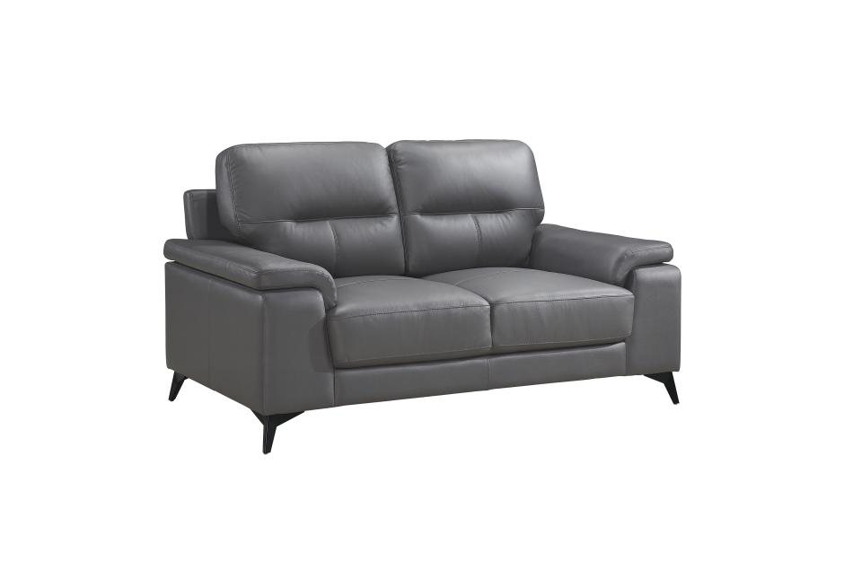 Mischa 2 Piece Sofa and Loveseat Set (Dark Grey Leather) 4