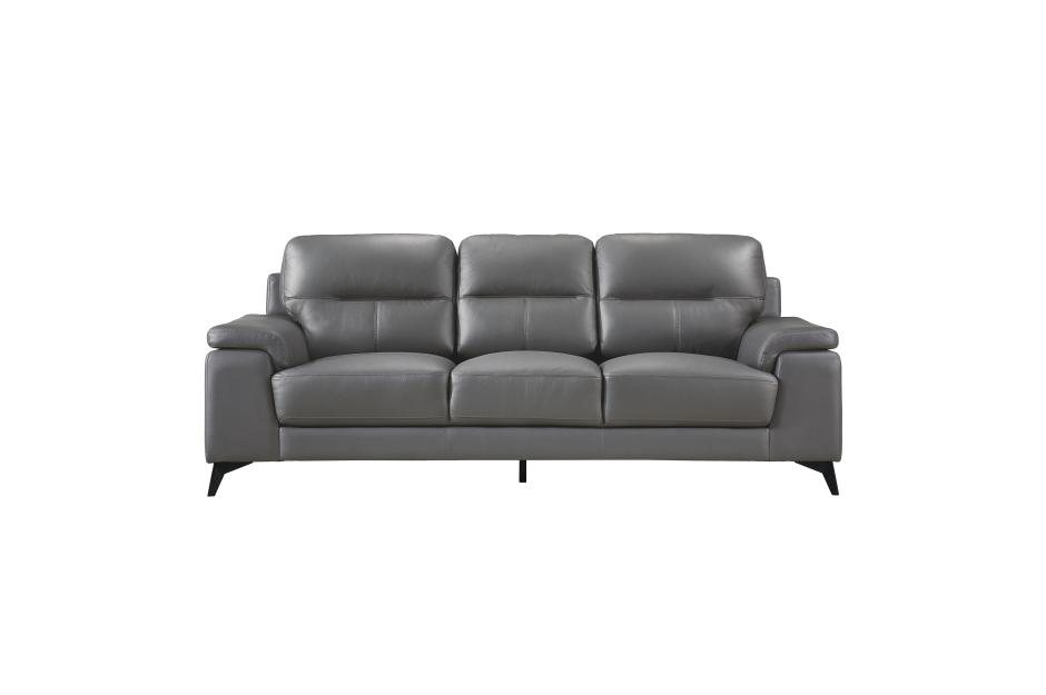 Mischa 2 Piece Sofa and Loveseat Set (Dark Grey Leather) 5