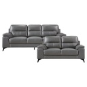Mischa 3 Piece Sofa, Loveseat and Chair Set (Dark Grey Leather) - image 3