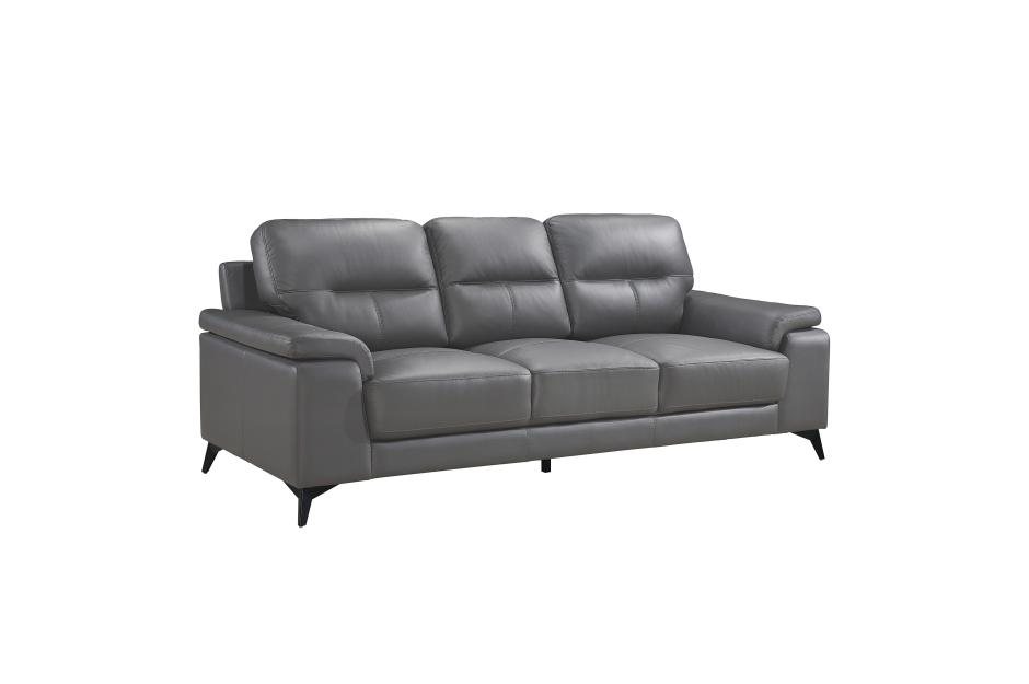Mischa 3 Piece Sofa, Loveseat and Chair Set (Dark Grey Leather) - image 4