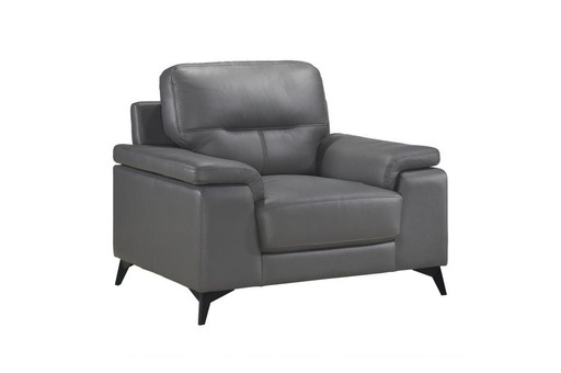 Mischa 3 Piece Sofa, Loveseat and Chair Set (Dark Grey Leather) 6