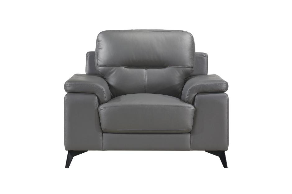 Mischa 3 Piece Sofa, Loveseat and Chair Set (Dark Grey Leather) 7