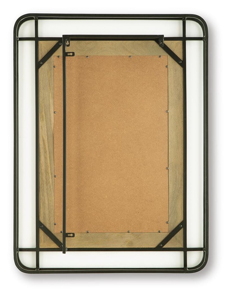 Beelman Black Metal and Wood Accent Mirror view 1