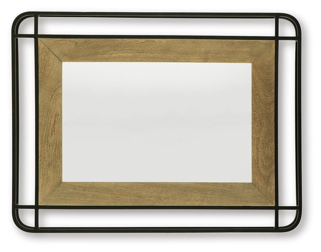 Beelman Black Metal and Wood Accent Mirror view 2