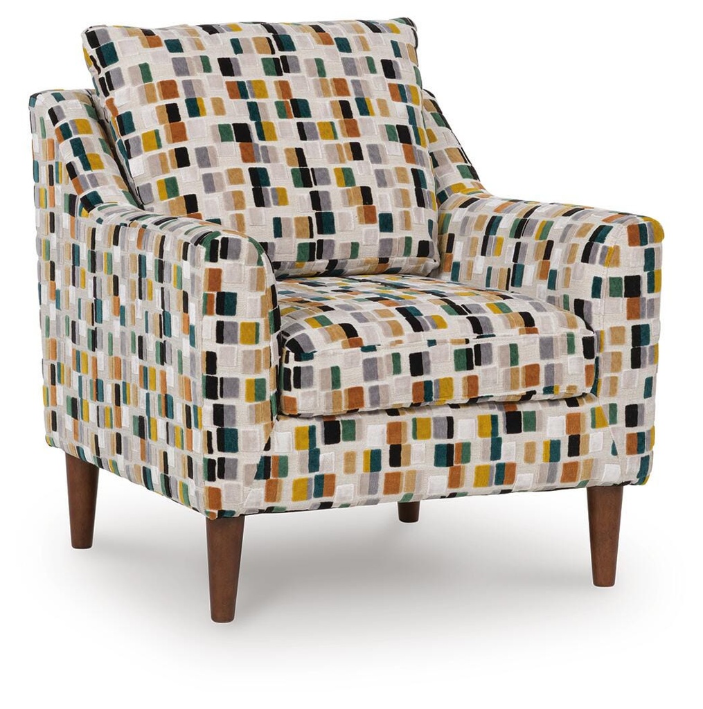 Fenna Multicolour Block Pattern Accent Chair with Shelter Arms view 2