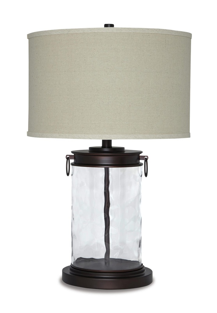 Tailynn Clear Wave Glass Table Lamp with Drum Shade view 2