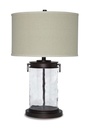 Tailynn Clear Wave Glass Table Lamp with Drum Shade view 2