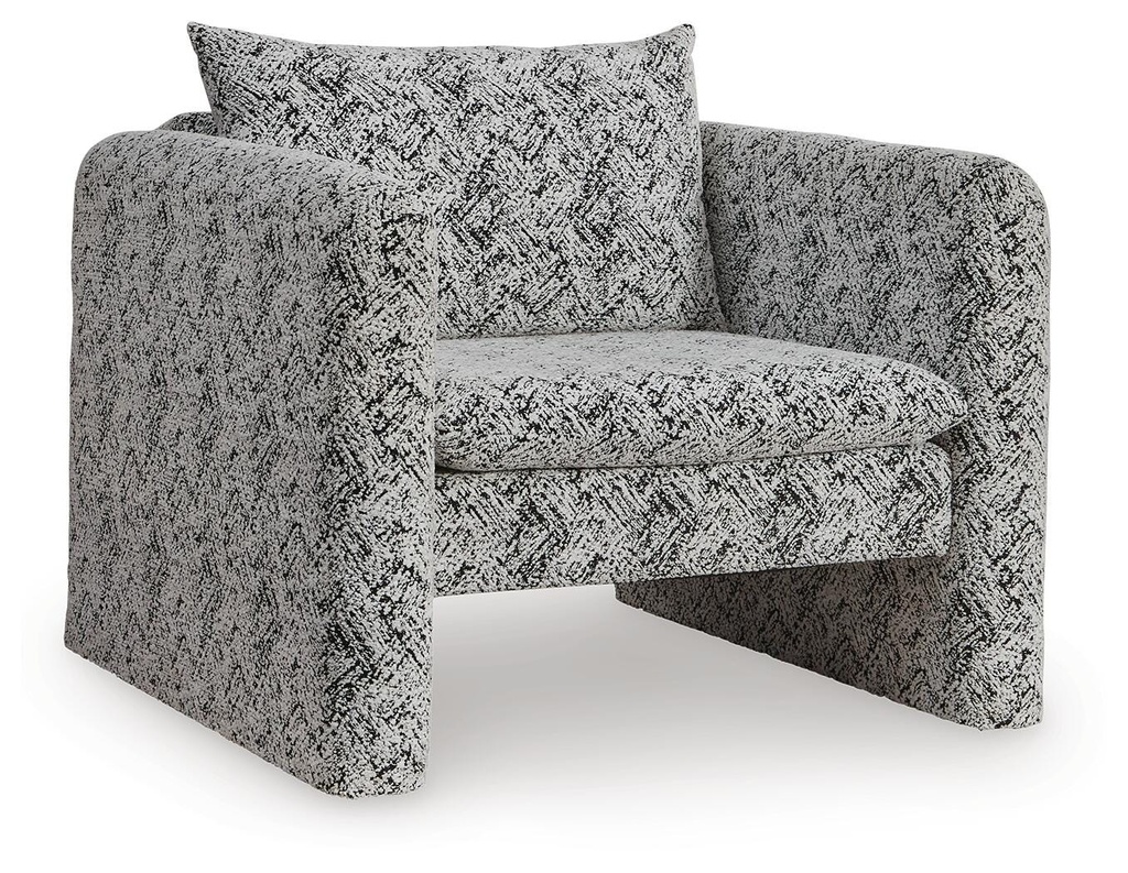 Kenbell Black and White Geometric Accent Chair view 2