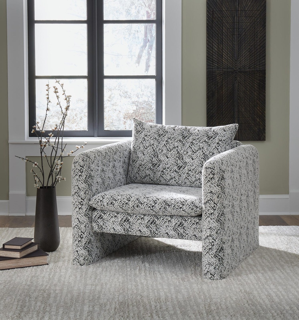 Kenbell Black and White Geometric Accent Chair view 4