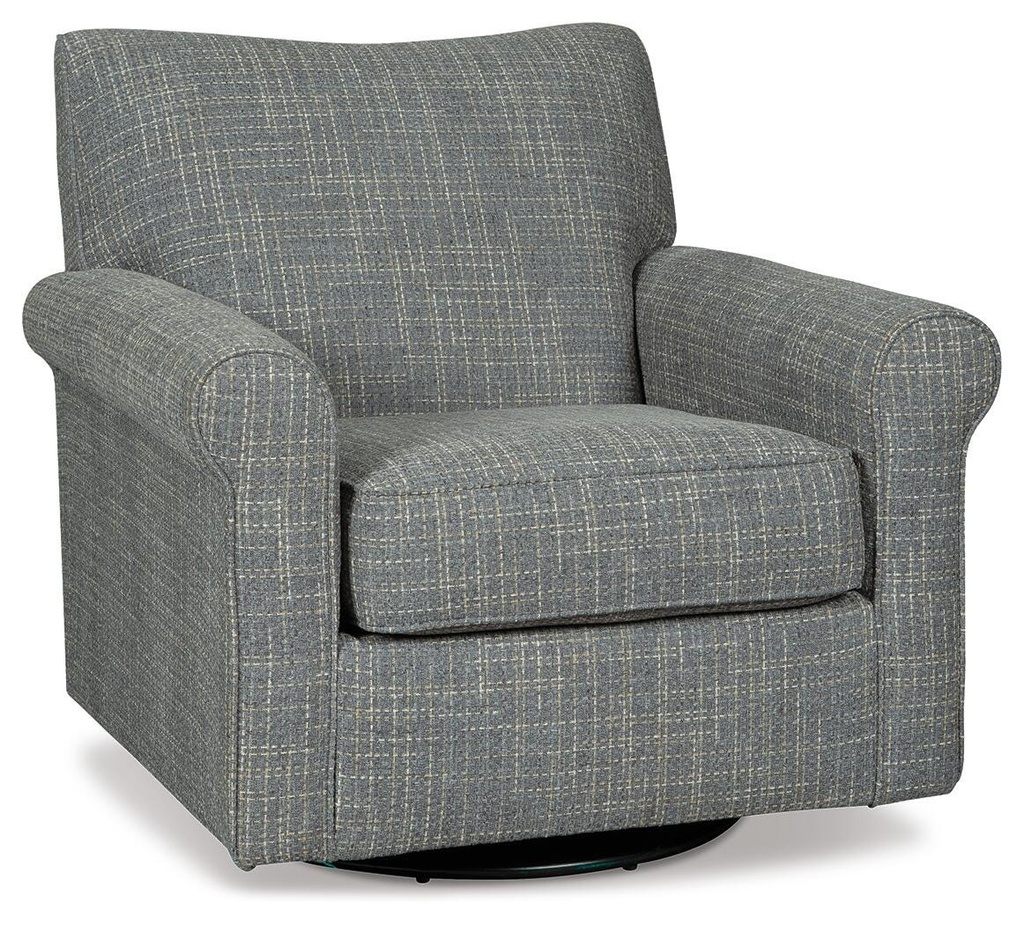 Renley Blue Tweed Swivel Glider Accent Chair view 2