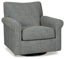 Renley Blue Tweed Swivel Glider Accent Chair view 2