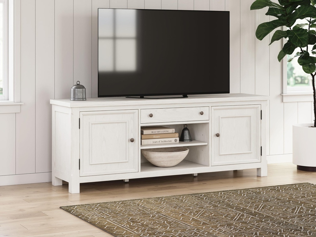 Robbinsdale Antiqued White Extra Large TV Stand view 1