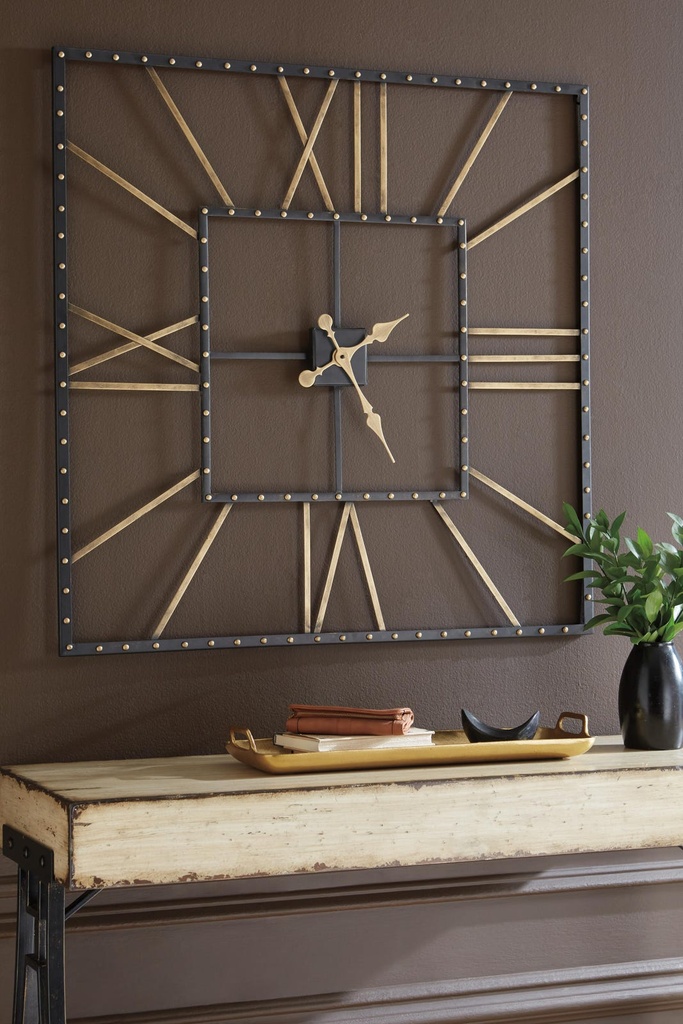 Thames Black and Goldtone Metal Wall Clock view 1