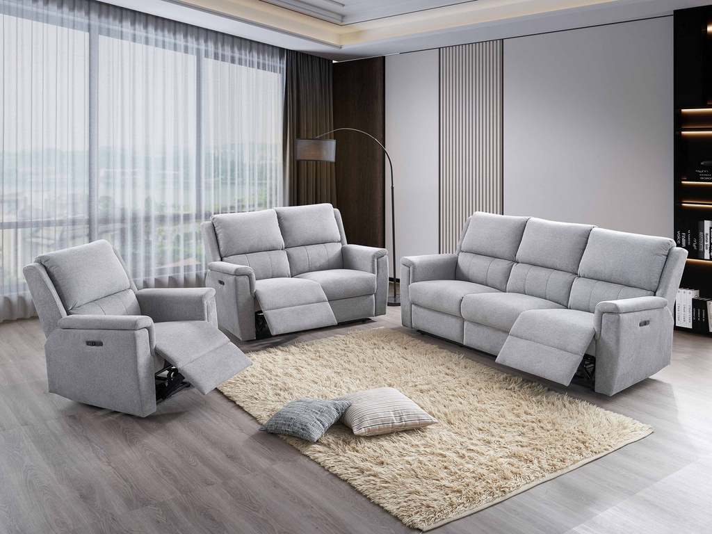 Apex Dual Power Reclining Loveseat (Grey) view 2