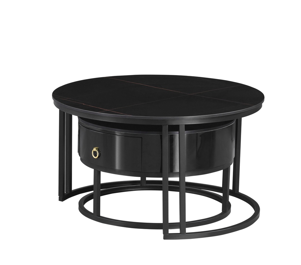 Noir Marquina 2-Piece Round Coffee Table Set view 4