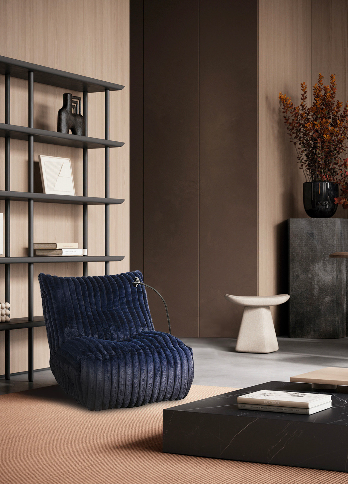 Cobalt Blue Compact Recliner 10