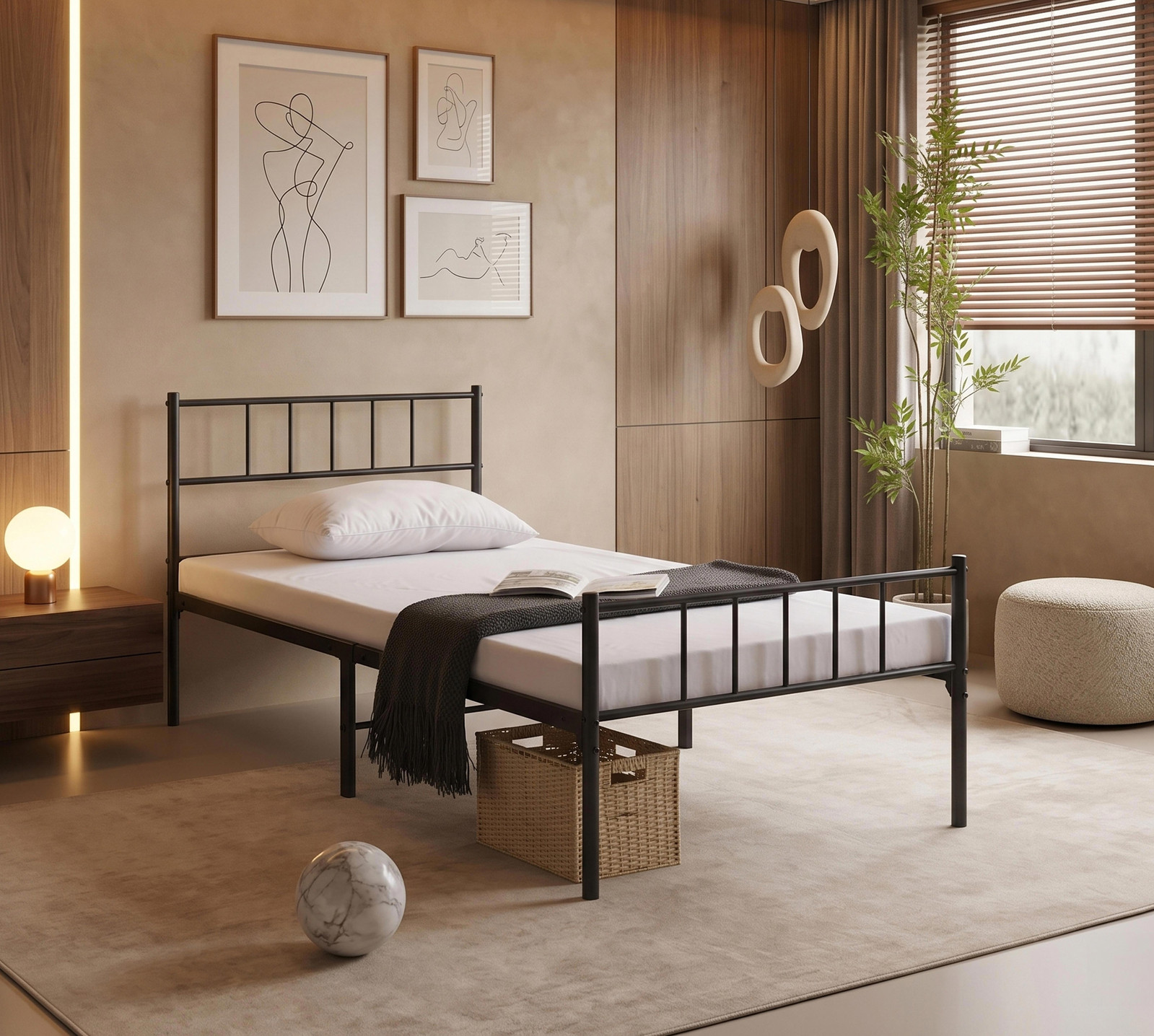Somerset Black Steel Industrial Ladder Single Platform Bed 4