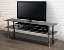 Black Tempered Glass TV Stand with Chrome Legs view 1