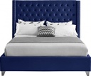 Dunmore Royal Blue Velvet Button-Tufted Wingback Platform Bed view 3