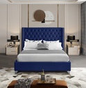 Dunmore Royal Blue Velvet Button-Tufted Wingback Platform Bed view 6
