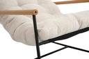 Beige Tufted Accent Chair with Wood Arms and Black Metal Frame view 4