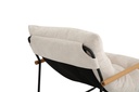 Beige Tufted Accent Chair with Wood Arms and Black Metal Frame view 6