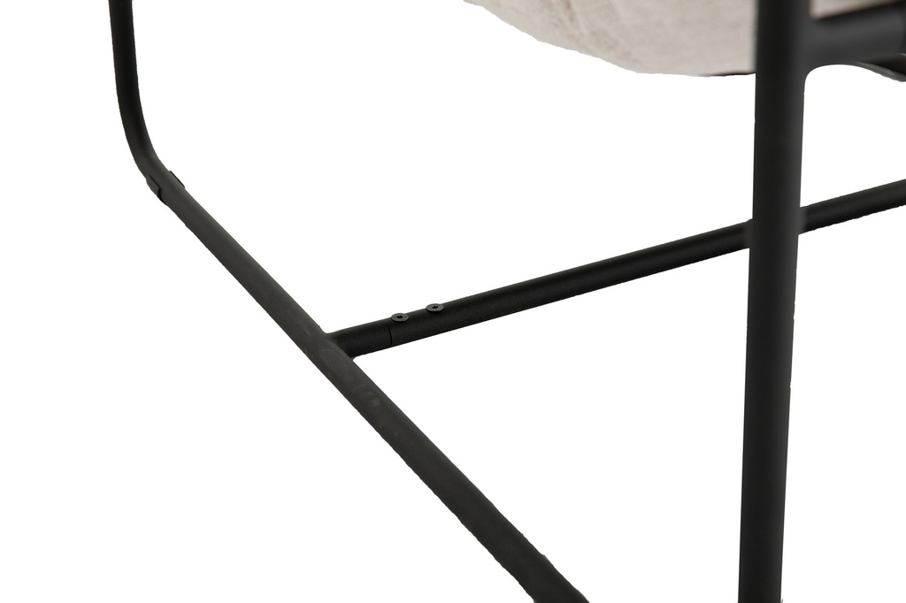 Beige Tufted Accent Chair with Wood Arms and Black Metal Frame view 8