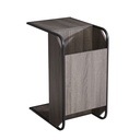 Grey Oak C-Shape Side Table with Storage view 2