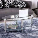 Clear Tempered Glass Coffee Table with Chrome Legs view 1