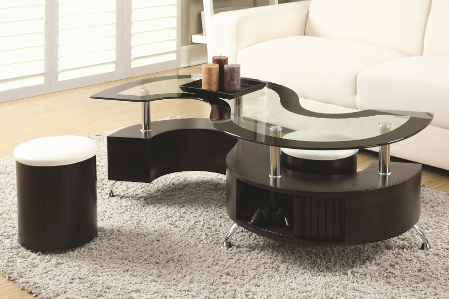 Storage Coffee Table with 2 Stools view 1