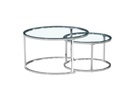 Chrome Glass Top Round Nesting Coffee Tables (Set of 2) view 1