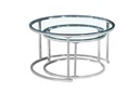 Chrome Glass Top Round Nesting Coffee Tables (Set of 2) view 2