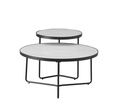 Snowy White Marble Sintered Stone Round Coffee Table Set of 2 view 1