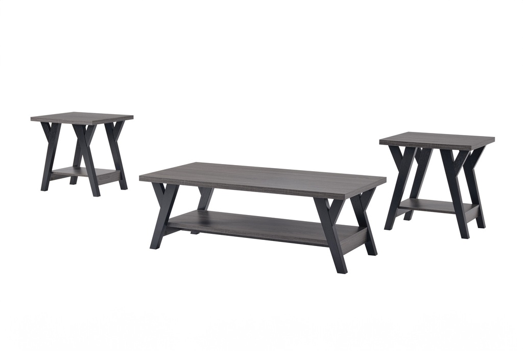 Black Leg Wood 3-Piece Coffee Table Set with Shelf view 4