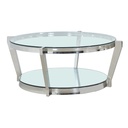 Celine Glass Top Coffee Table with Mirrored Shelf and Chrome Base view 2