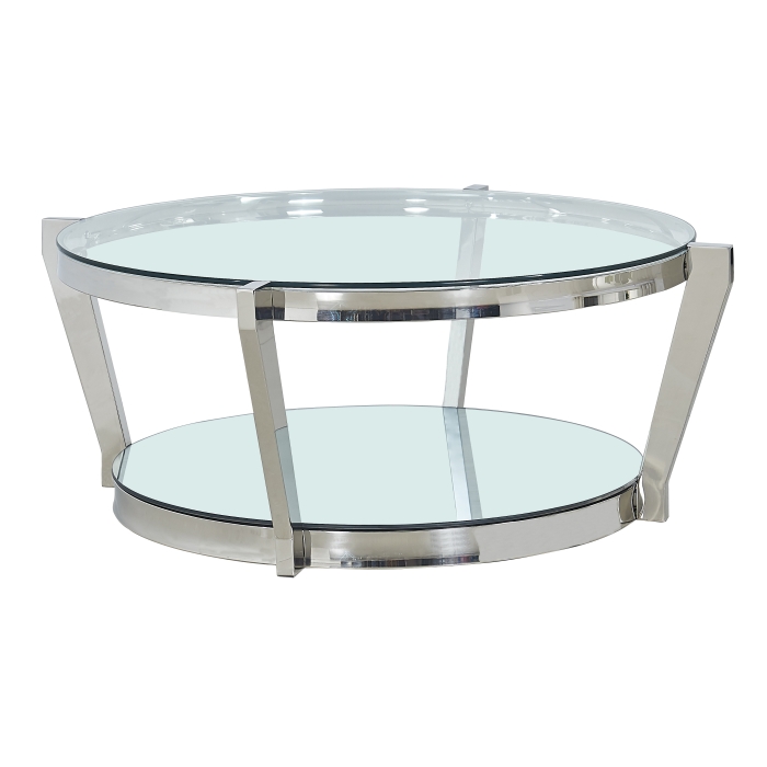 Celine Glass Top Coffee Table with Mirrored Shelf and Chrome Base 3