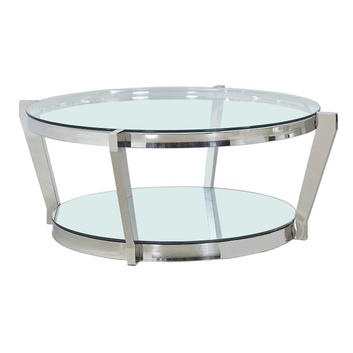 Celine Glass Top Coffee Table with Mirrored Shelf and Chrome Base 3