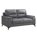 Mischa Dark Grey Leather-Match Loveseat view 1
