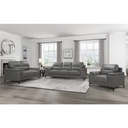 Mischa Dark Grey Leather-Match Loveseat view 3