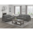 Mischa Dark Grey Leather-Match Loveseat view 4