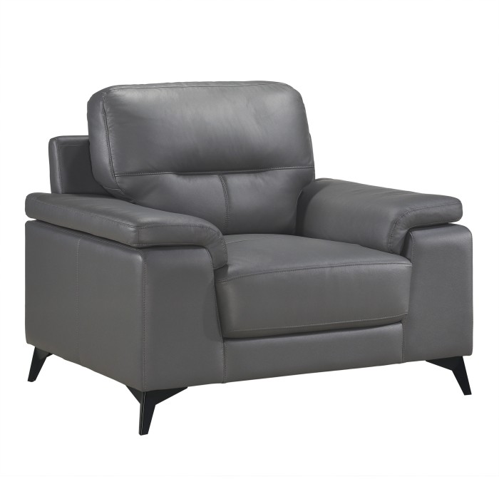 Mischa Dark Grey Leather Match Accent Chair view 2