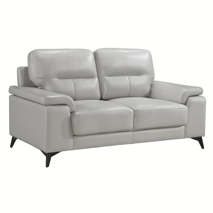 Mischa Silver Leather-Match Loveseat view 2