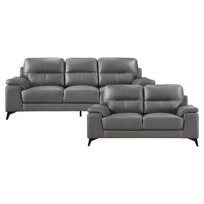 Mischa 3 Piece Sofa, Loveseat and Chair Set (Dark Grey Leather) - image 3