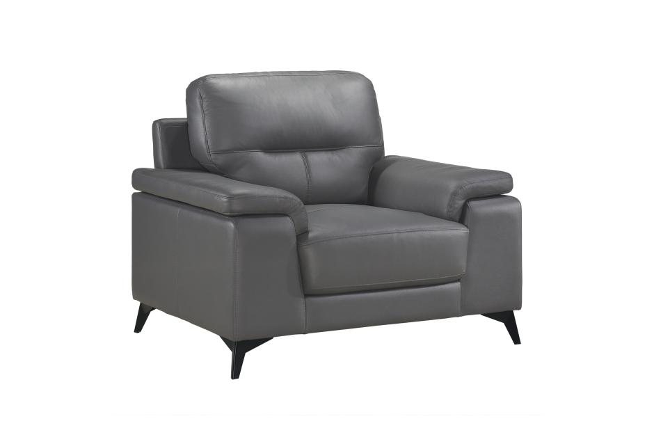 Mischa 3 Piece Sofa, Loveseat and Chair Set (Dark Grey Leather) - image 6