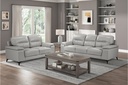 Mischa 3 Piece Sofa, Loveseat and Chair Set (Silver Leather) - image 2
