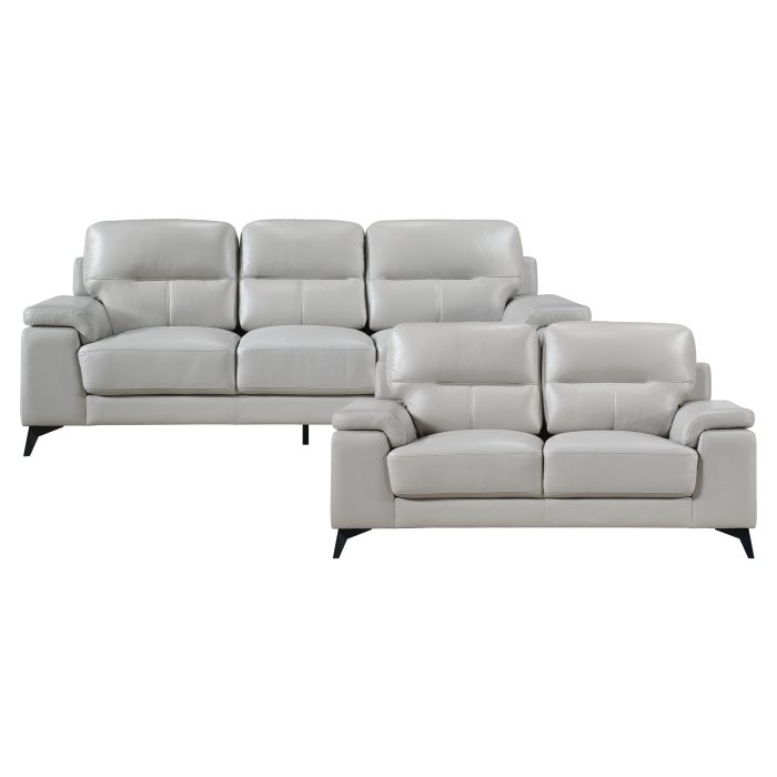 Mischa 3 Piece Sofa, Loveseat and Chair Set (Silver Leather) - image 3