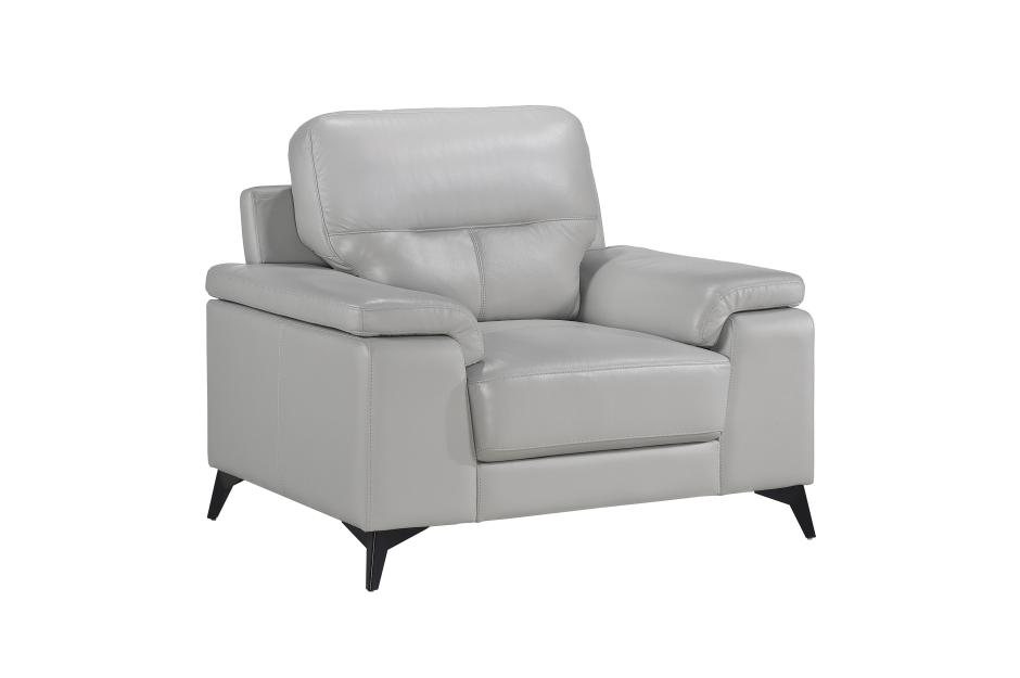 Mischa 3 Piece Sofa, Loveseat and Chair Set (Silver Leather) - image 6